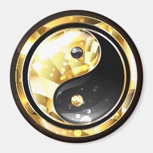 Aimant Yin Yang or sur noir