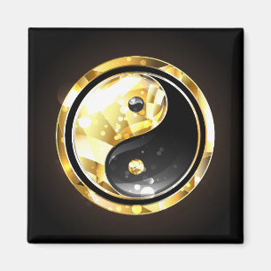 Aimant Yin Yang or sur noir