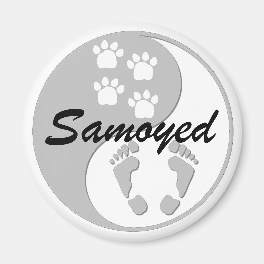 Aimant yin yang samoyed (Devant)