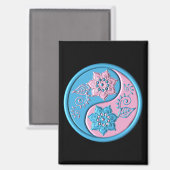 Aimant Yin Yang sarcelle et rose (Recto/Verso)