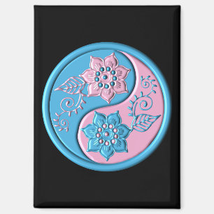 Aimant Yin Yang sarcelle et rose