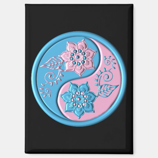 Aimant Yin Yang sarcelle et rose (Recto)