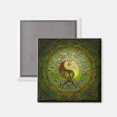 Aimant Yin Yang vert avec arbre de vie (Recto/Verso)