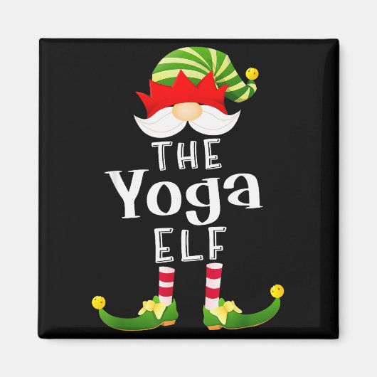 Aimant Yoga Elf Group Christmas Funny Pajama Party (Devant)