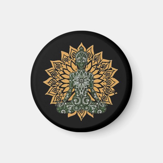 Aimant Yoga Lotus Pose Zen Graphisme (Devant)