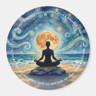Aimant Yoga Méditation Ciel Nocturne Étoilé Lune Plage Oc