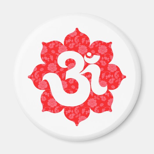 Aimant Yoga Om à Lotus Red (Devant)