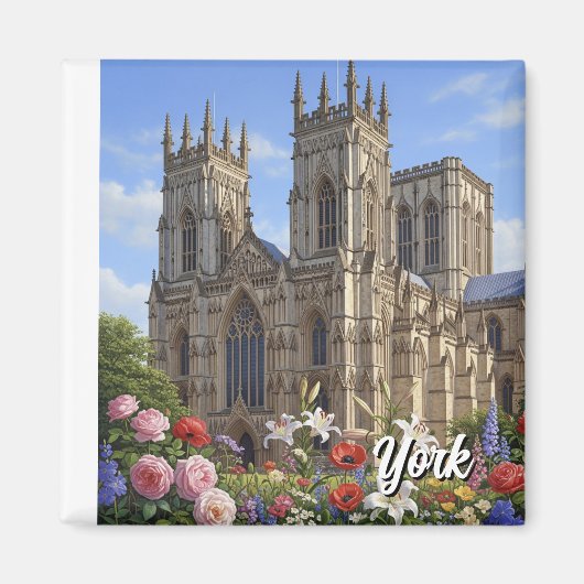 Aimant York Minster England Flowers (Devant)