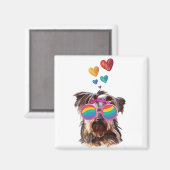 Aimant Yorkie Chien avec Coeurs Saint-Valentin (Recto/Verso)