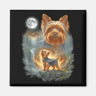 Aimant Yorkie hurle à la lune vintage drôle de chien mème