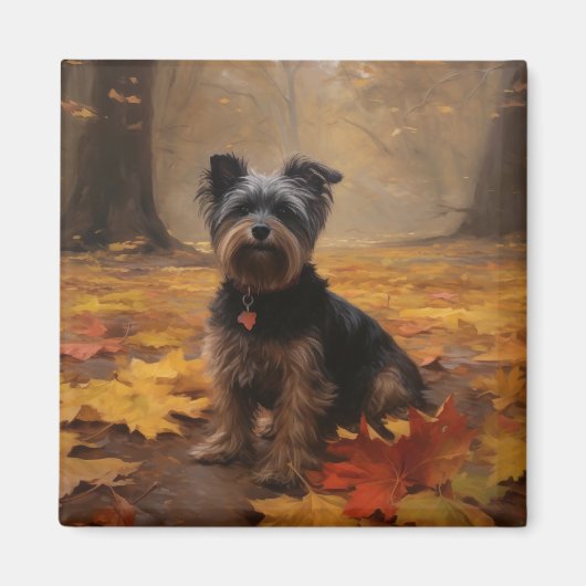 Aimant Yorkipoo à l'automne Feuilles automne Inspire (Devant)