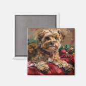 Aimant Yorkipoo chien festif de Noël (Recto/Verso)