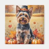 Aimant Yorkshire Terrier Automne quitte Thanksgiving Art (Devant)