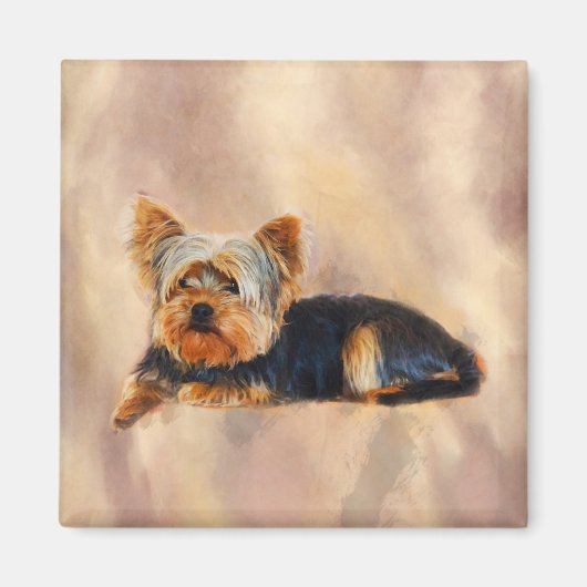 Aimant Yorkshire Terrier Chien Art Watercolor Portrait (Devant)