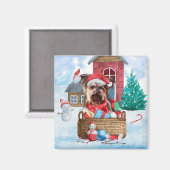 Aimant Yorkshire Terrier Chien dans la neige Maison de ch (Recto/Verso)