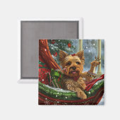 Aimant Yorkshire Terrier Chien Fête de Noël (Recto/Verso)