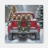Aimant Yorkshire Terrier Christmas Red Truck Holiday Gift (Devant)