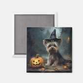 Aimant Yorkshire Terrier Citrouilles Halloween effrayant (Recto/Verso)