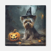 Aimant Yorkshire Terrier Citrouilles Halloween effrayant (Devant)