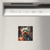 Aimant Yorkshire Terrier d'Halloween avec des citrouilles (In Situ (Lave-vaisselle))