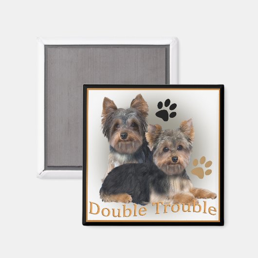 Aimant Yorkshire Terrier Double Trouble Cadeaux (Recto/Verso)
