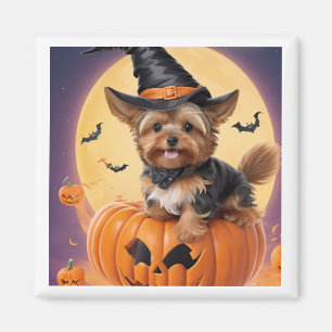 Aimant Yorkshire terrier halloween citrouille