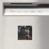 Aimant Yorkshire Terrier Halloween effrayant (In Situ (Lave-vaisselle))