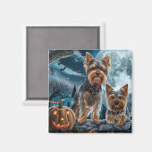 Aimant Yorkshire Terrier Halloween Éffrayant (Recto/Verso)