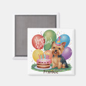 Aimant Yorkshire Terrier Joyeux anniversaire (Recto/Verso)