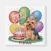 Aimant Yorkshire Terrier Joyeux anniversaire (Devant)