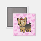Aimant Yorkshire Terrier Love (cheveux courts avec arc) (Recto/Verso)