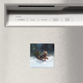 Aimant Yorkshire Terrier neige de Noël hiver (In Situ (Lave-vaisselle))