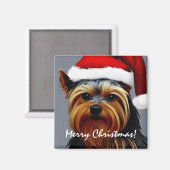 Aimant Yorkshire Terrier Noël (Recto/Verso)