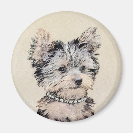 Aimant Yorkshire Terrier Puppy Peinture Chien original (Devant)