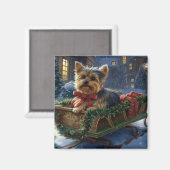 Aimant Yorkshire Terrier Saison de Noël festive (Recto/Verso)