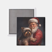 Aimant Yorkshire Terrier Santa Claus Festive Noël (Recto/Verso)