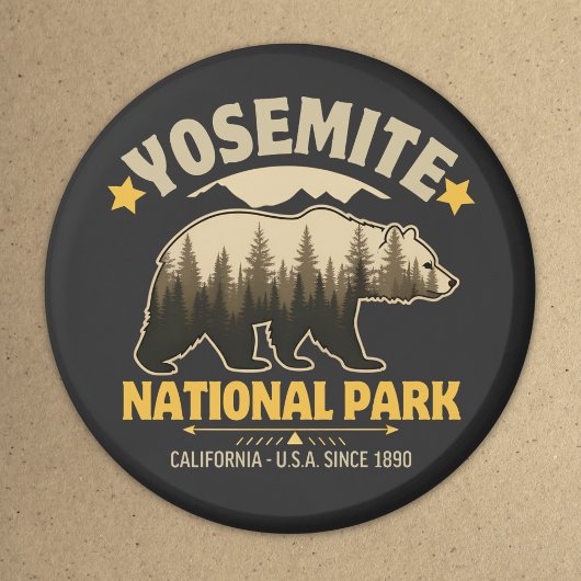 Aimant Yosemite National Park Vintage Bear