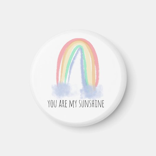 Aimant You are my sunshine watercolor painted rainbow (Devant)