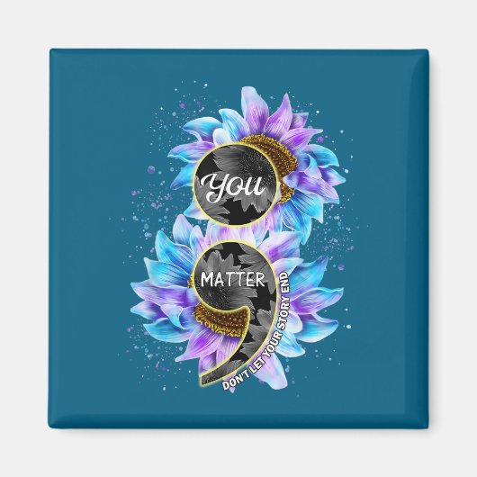 Aimant You Suicide Prevention Awareness Semicolon Sunflow (Devant)