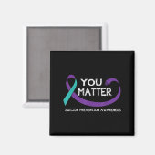 Aimant You Suicide Prevention Awareness Teal Purple Hand  (Recto/Verso)