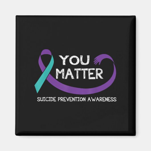 Aimant You Suicide Prevention Awareness Teal Purple Hand  (Devant)