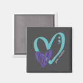 Aimant You Suicide Prevention Awareness Teal Purple Heart (Recto/Verso)