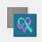 Aimant You Suicide Prevention Awareness Teal Purple Heart (Recto/Verso)