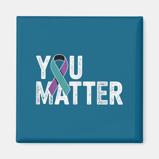 Aimant You Suicide Prevention Teal Purple Awareness Ribbo (Devant)