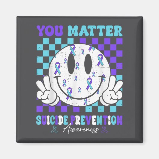 Aimant You Teal Purple Ribbon Suicide Prevention Awarenes (Devant)