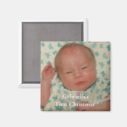 Aimant Your Photo Personalized Baby First Christmas (Recto/Verso)