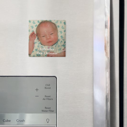 Aimant Your Photo Personalized Baby First Christmas (In situ (réfrigérateur))