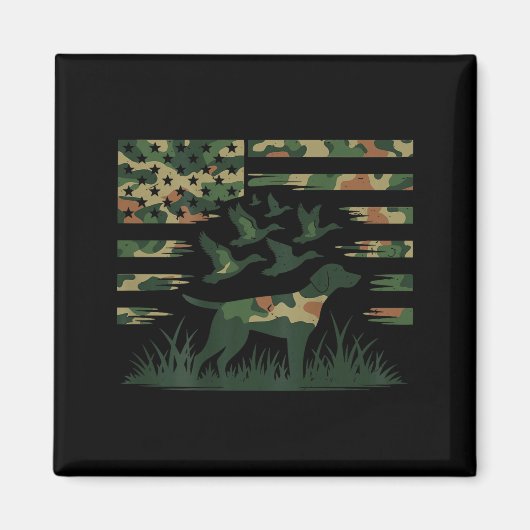 Aimant Youth Camo Mallard Duck Hunting Dog Camouflage Ame (Devant)