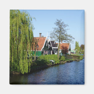 Aimant Zaanse Schans Maisons de bois hollandaises en vert