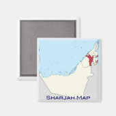 Aimant zAE017 MAP de SHARJAH, EAU, Asie, Fridge (Recto/Verso)